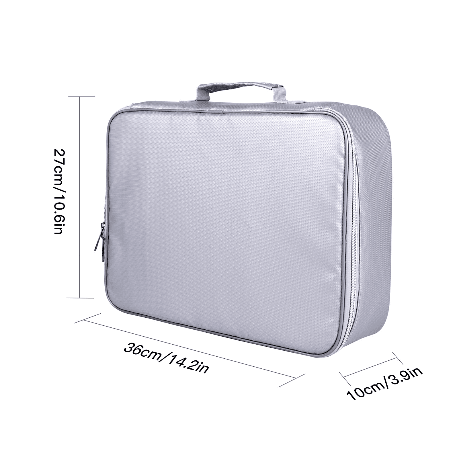 Mixfeer File Organizer Bag with Lock, Fireproof Document Organizer Case with Water-Resistant Zipper,3-Layer Portable Travel Home Storage Safe Bag for Laptop,Files,Certificates,Gifts for Him,Silver