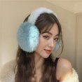 thumbnail image 4 of Winter Plush Ear Warm Earmuffs Blue Furs Faux Mink Earmuffs Women's Cycling Skiing Cold Earbags Sweet Girl All-match Commuting (Shallow Khaki), 4 of 7