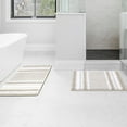 thumbnail image 6 of Unique Bargains Chenille Bathroom Rug Set of 2 Soft Fluffy Striped Bath Mat Bone 17"x24", 6 of 8