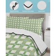 thumbnail image 4 of Quilts Twin XL Size, Ombre Green Plaid, Soft Comforter Bedding Set for Bed, Minimalistic Geometric Farmhouse Grid Lightweight Quilted Bedspread with Pillow Cover(2 Pieces) for All Season, 68x98 Inch, 4 of 6