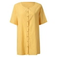 thumbnail image 3 of ELFINDEA Womens Plus Blouses & Tunics Fall Autumn Fashion Mid-Length Loose Solid Color Short Sleeve Shirt Casual Womens Tops Yellow 2X, 3 of 6