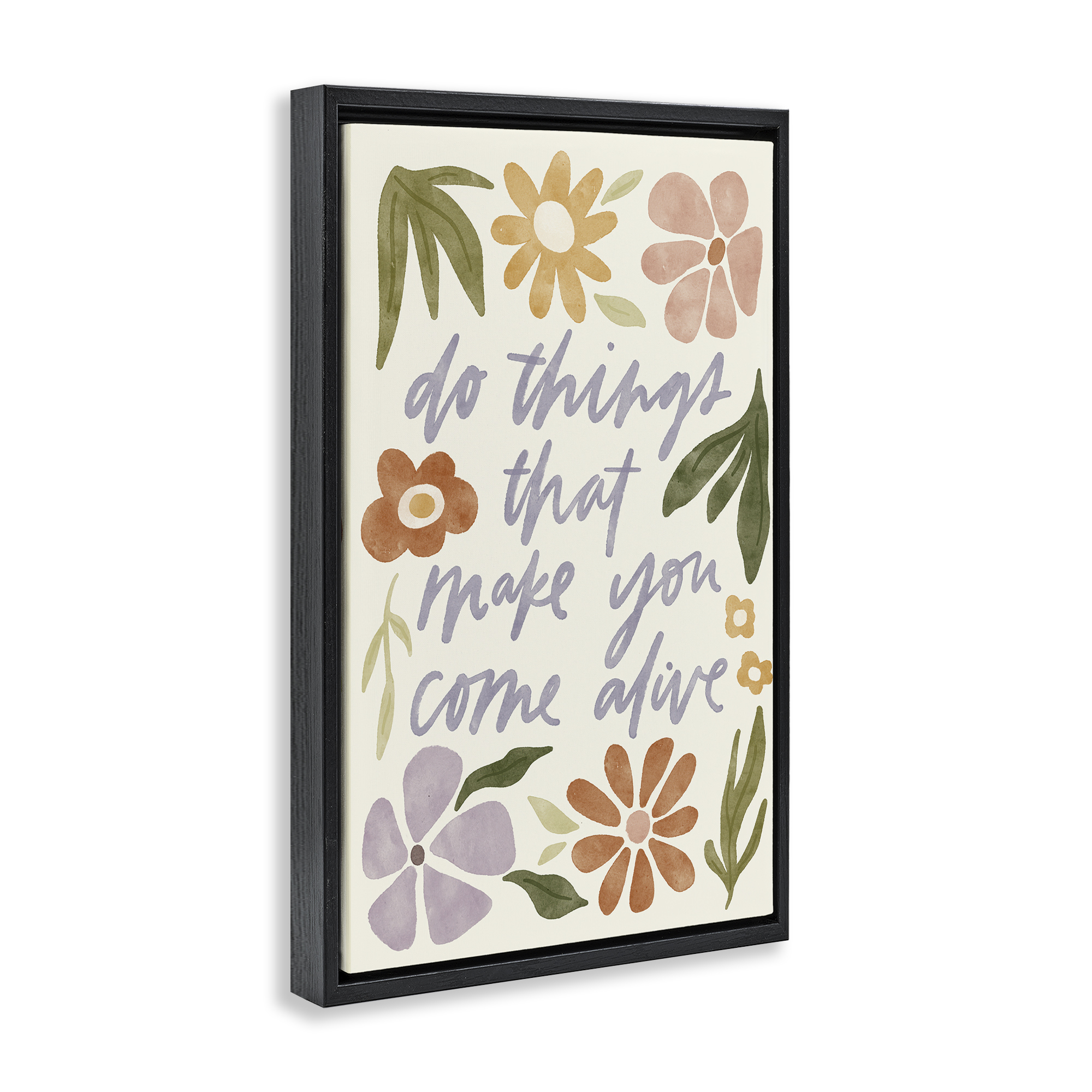 Stupell Industries Come Alive Inspiring Flowers Plants & Flowers Painting Black Floater Framed Canvas Art Print Wall Art, 17 x 25