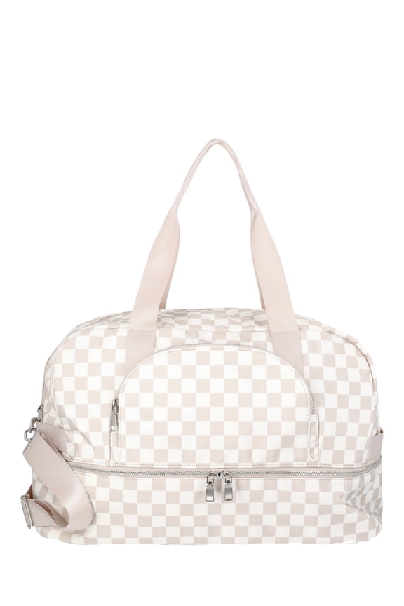 Women's Dome Weekender Bag, Tan Checker