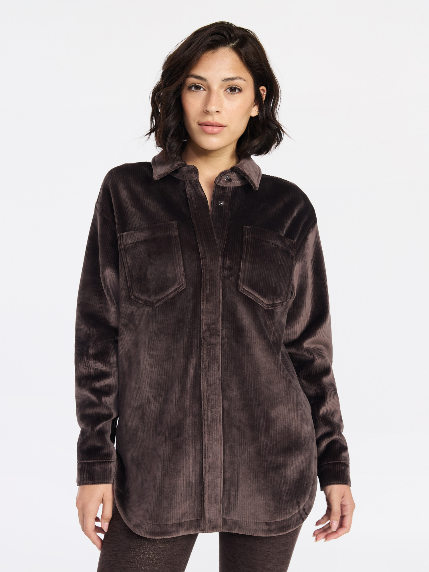 Avia Women's and Women's Plus Cord Velour Shacket, Sizes XS-4X