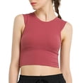 thumbnail image 1 of Sujetador deportivo sin mangas para mujer, sujetador incorporado con relleno suave, de corte largo, para yoga, correr y hacer ejercicio, 1 of 6