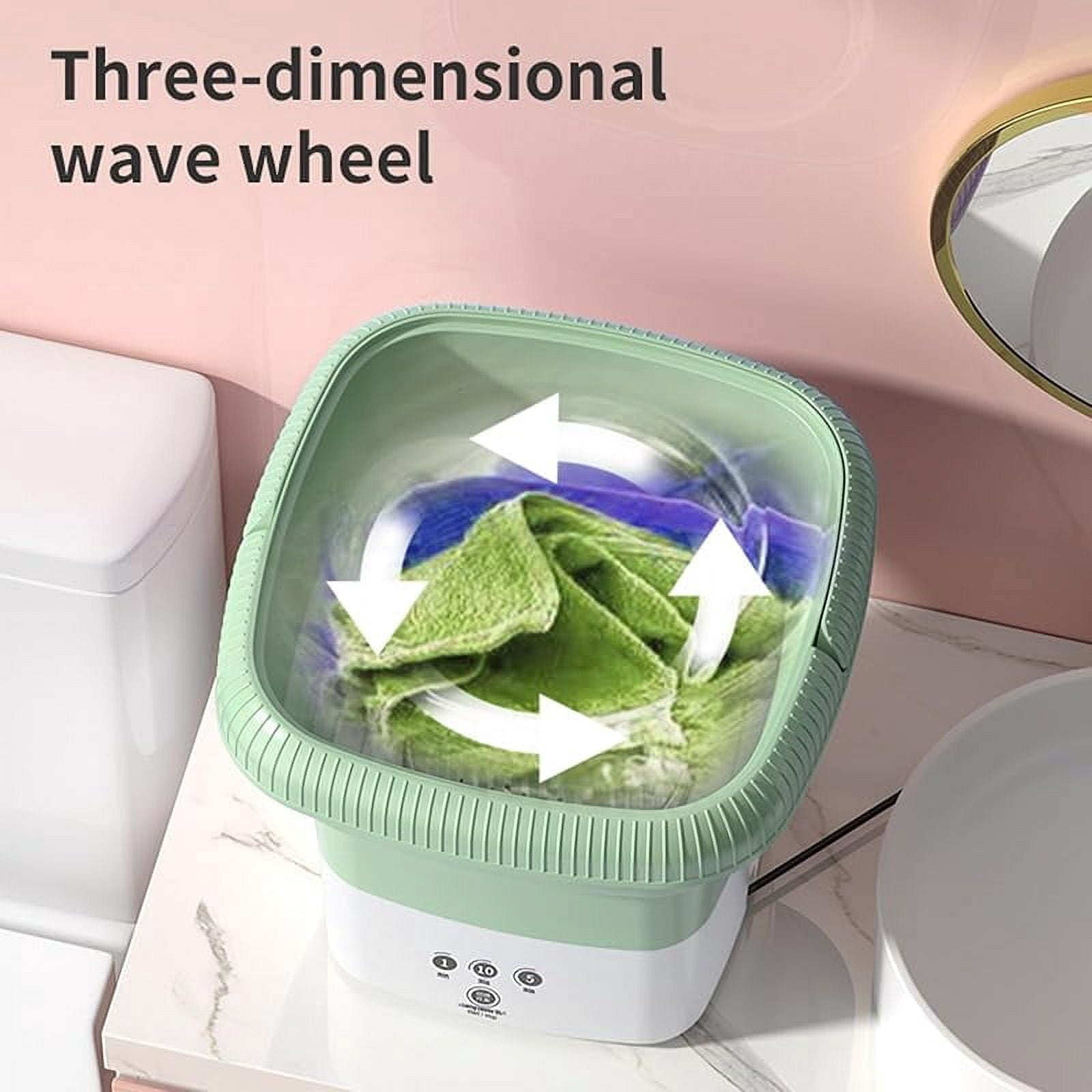 Portable Small Washing Machine,13L Capacity Foldable Mini Washer,Ideal for Baby Clothes, Underwear & Small Items. Perfect for Apartments, Dorms, RVs & Travel (Green)
