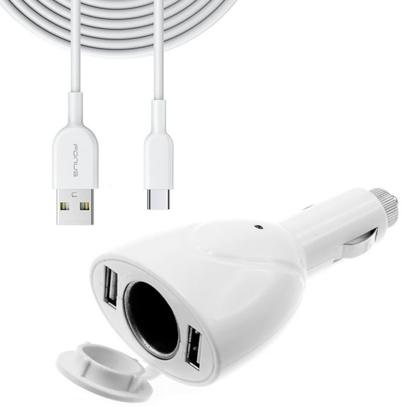 2-Port USB Charger for Nokia C300, G100, C110, G310 5G Phones - 6ft Type-C Cable Power Cord DC Socket Splitter USB-C Wire for Nokia C300, G100, C110, G310 5G Models