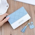 thumbnail image 4 of YUANOU Women Short Wallet Patchwork Small Zipper Purse Checked Embossed Tassel Wallets Cute Simple Card Holder Pink Mini Money Bag(Grey), 4 of 7