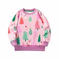 thumbnail image 2 of Girls Sweatshirt Childrens Christmas Crew Neck Hoodless Sweatshirt Long Sleeve Pullover Pink 3-4 Years, 2 of 7