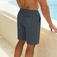 thumbnail image 5 of lcziwo Mens Swim Shorts Cotton Linen Knee Length Elastic Waist Hiking Shorts with Pockets Beach Travel Golf Drawstring Chino Short Dark Gray L, 5 of 8