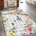 thumbnail image 3 of Rectangle Area Rug 4x6ft, Farmhouse Flower Rabbit Non-Shedding Washable Area Rug, Spring Floral Easter Egg Gray Plaid Non Slip Low-Profile Rugs for Living Room, Bedroom Dining Room, 3 of 9