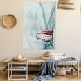 thumbnail image 2 of Winter Tapestry Wall Hanging Row of Iced Red Benches in A Park's Pathway Misty Crystalline in the Weather Forest Photo, Bedroom Living Room Dorm Decor, 40W X 60L Inches, White, by Ambesonne, 2 of 5