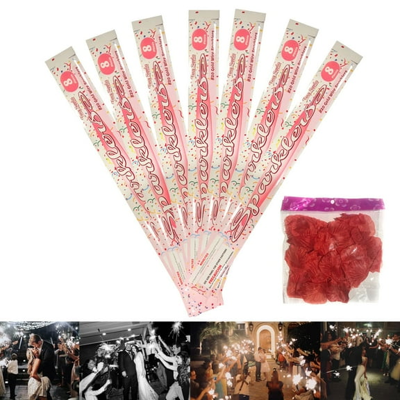 Wedding Sparklers 20"-inch for wedding grand exit reception send-off light photography model party (Pack of 16   1 Pack of Silk Rose Petals)