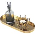 thumbnail image 2 of Mirror Gold Metal Decorative Tray, For Vanity Dresser Coffee Table Counter Bathroom Kitchen Desk Home Decor, Oval 3.7''x9'', 2 of 5