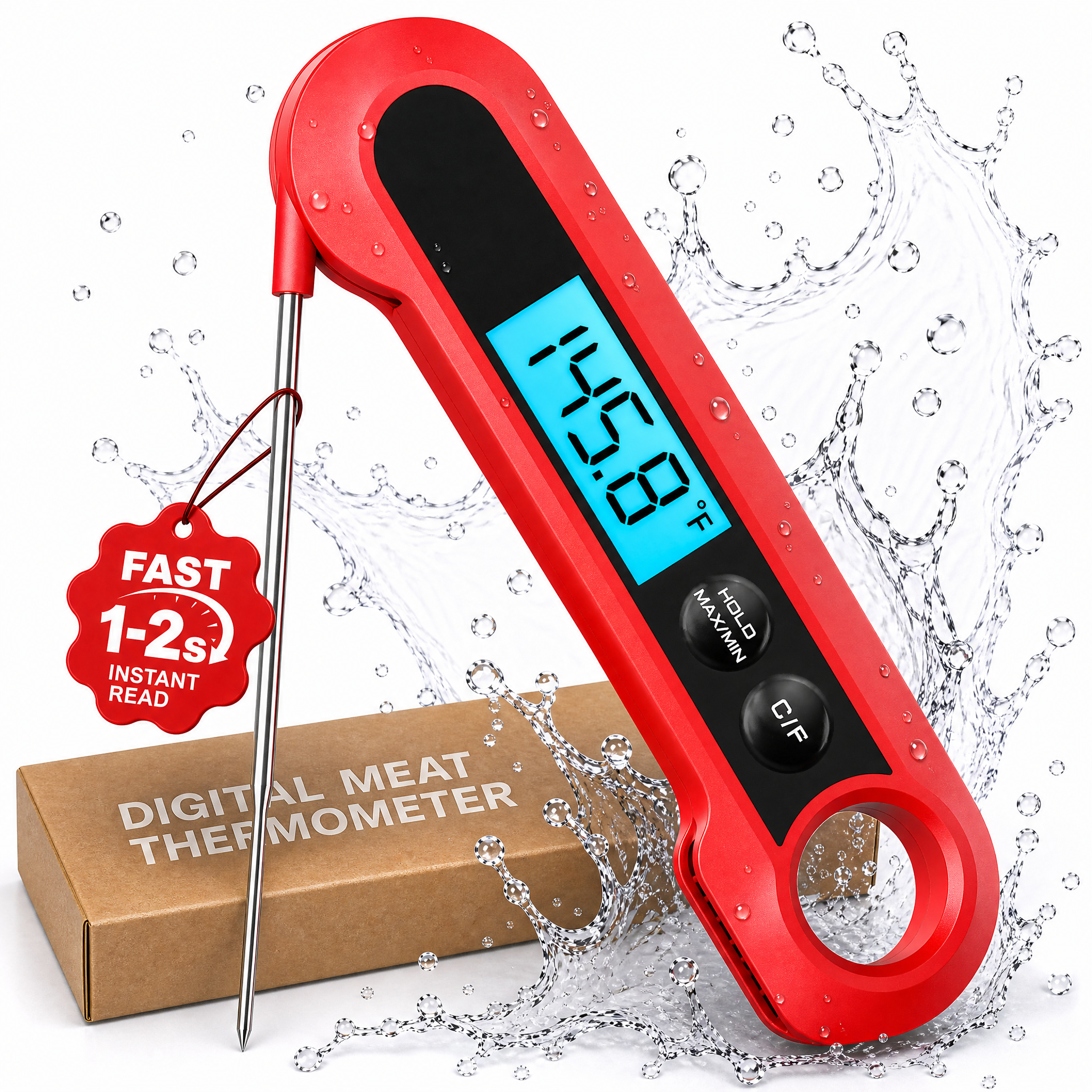 Amumu Instant Read Digital Meat Thermometer with Foldable Probe
