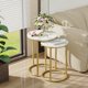 thumbnail image 2 of Wisfor Round Marble Side Table: 2 Tier Small Sintered Stone Tabletop Bedside Table with Black Metal Frame Modern Sofa End Table for Home Corner Living Room Bedroom, 2 of 6