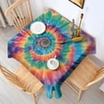 thumbnail image 2 of Colorful Rainbow Tie Dye Spiral Pattern Square Tablecloth,Waterproof Square Table Cover,Wipeable Spillproof Washable Table Cover for Home Kitchen Party Decor 42"X42"(107x107cm), 2 of 6