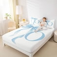 thumbnail image 3 of Erosebridal Blue Bowknot Queen Sheet Sets for Girls, Monogrammed O Bed Set, 4pcs, 1 Flat Sheet, 1 Fitted Sheet and 2 Pillowcases, 3 of 5