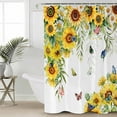 thumbnail image 2 of Small Stall Shower Curtain 36x72 Inch Narrow Half Size Sunflower Bath Curtains Bathroom Decor Summer Botanical Butterfly Watercolor Waterproof Fabric Shower Curtain Set with Hooks 36 Inch, 2 of 6