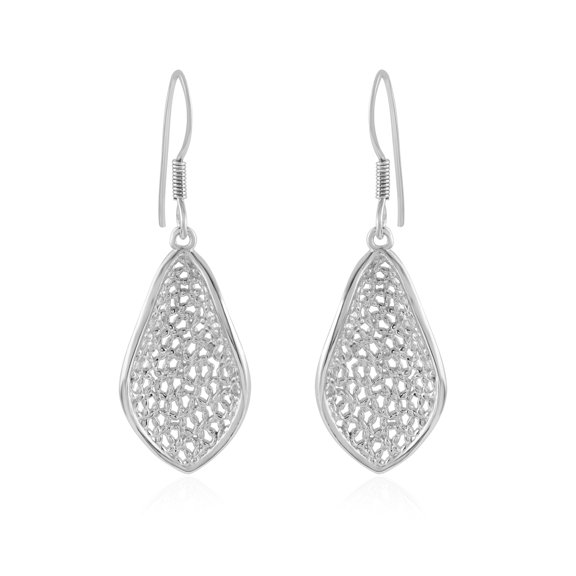 Plain Silver Leaf Dangle Earrings for Woman Handmade with 925 Sterling Silver Earrings for Women Gift Anniversary Graduation Gift