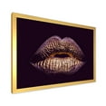 thumbnail image 2 of Designart 'Sexy Golden Metallized Woman Lips III' Modern Framed Art Print, 2 of 4