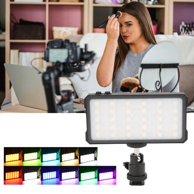 Ccdes LED Fill Light,Portable Camera Light,Manbily MFL‑02 3000K-6500K RGB Full Color LED Camera Light With Cold Shoes Ball Head Portable Fill Light