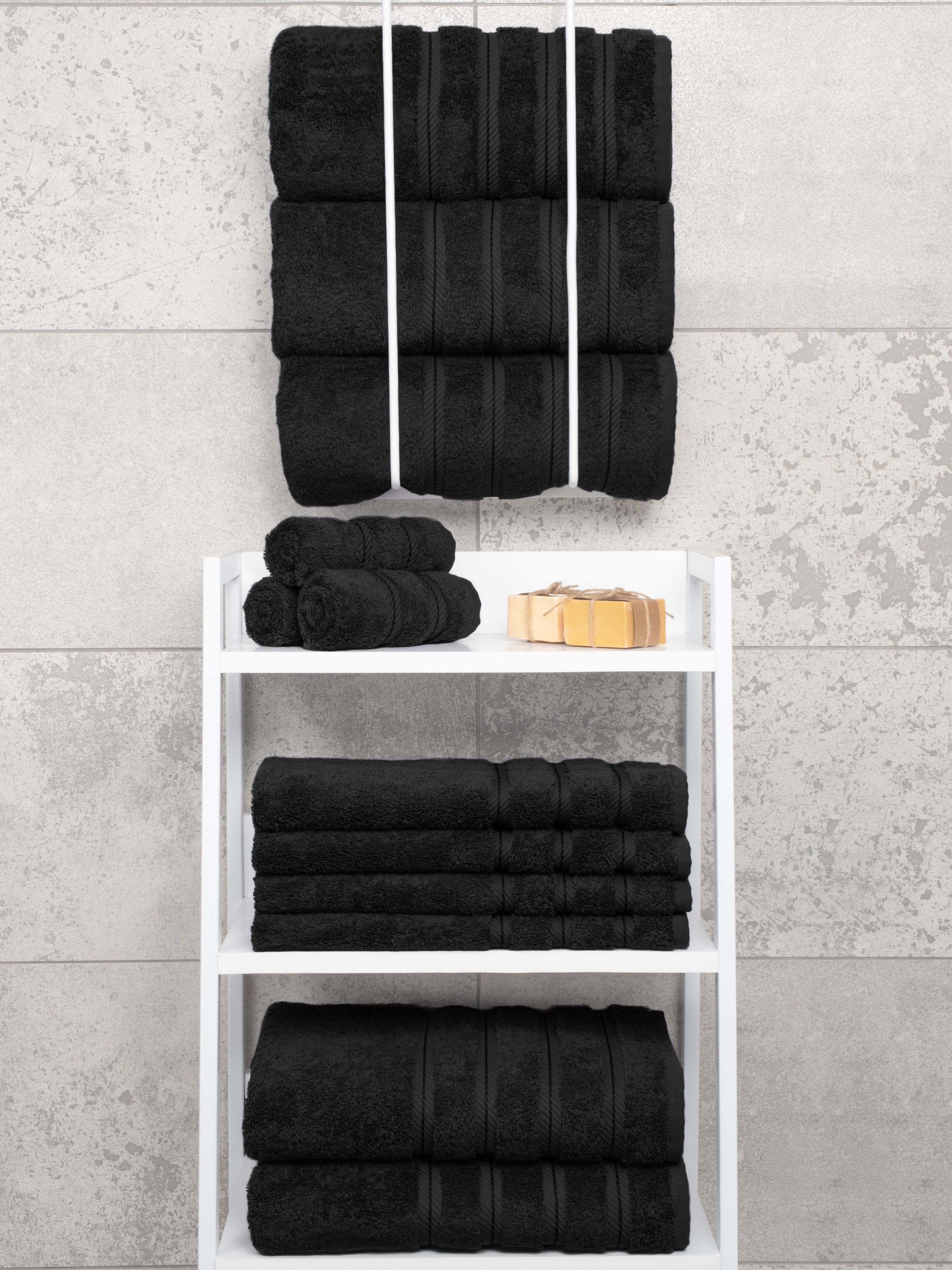 American Soft Linen Luxury 4 Piece Bath Towel Set, 100% Cotton Turkish Bath Towels for Bathroom, Black