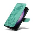 thumbnail image 6 of Compatible With Samsung Galaxy S25 Ultra Wallet Phone Case,Embossed Butterfly Designing,With Wrist Strap,Card Slots,Kickstand,PU Leather Flip Shockproof Anti-fall Phone Case Cover,Green, 6 of 9