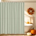 thumbnail image 4 of Sage Green Striped Shower Curtain Set - Extra Long 72" x 96" Washable Bathtub Curtain with 12 Hooks, Modern Stripes Vintage Beige Waterproof Fabric Stall Shower Curtains for Bathroom/Bathtub Décor, 4 of 8