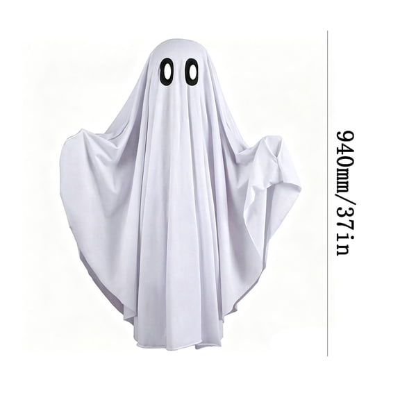 Kiplyki Halloween Ghost Cloak, White Sheet Ghost Costume Spooky Cape with Pumpkin Bag, Role Play Masquerade Party Decorations, Horror Themed Cosplay Outfit