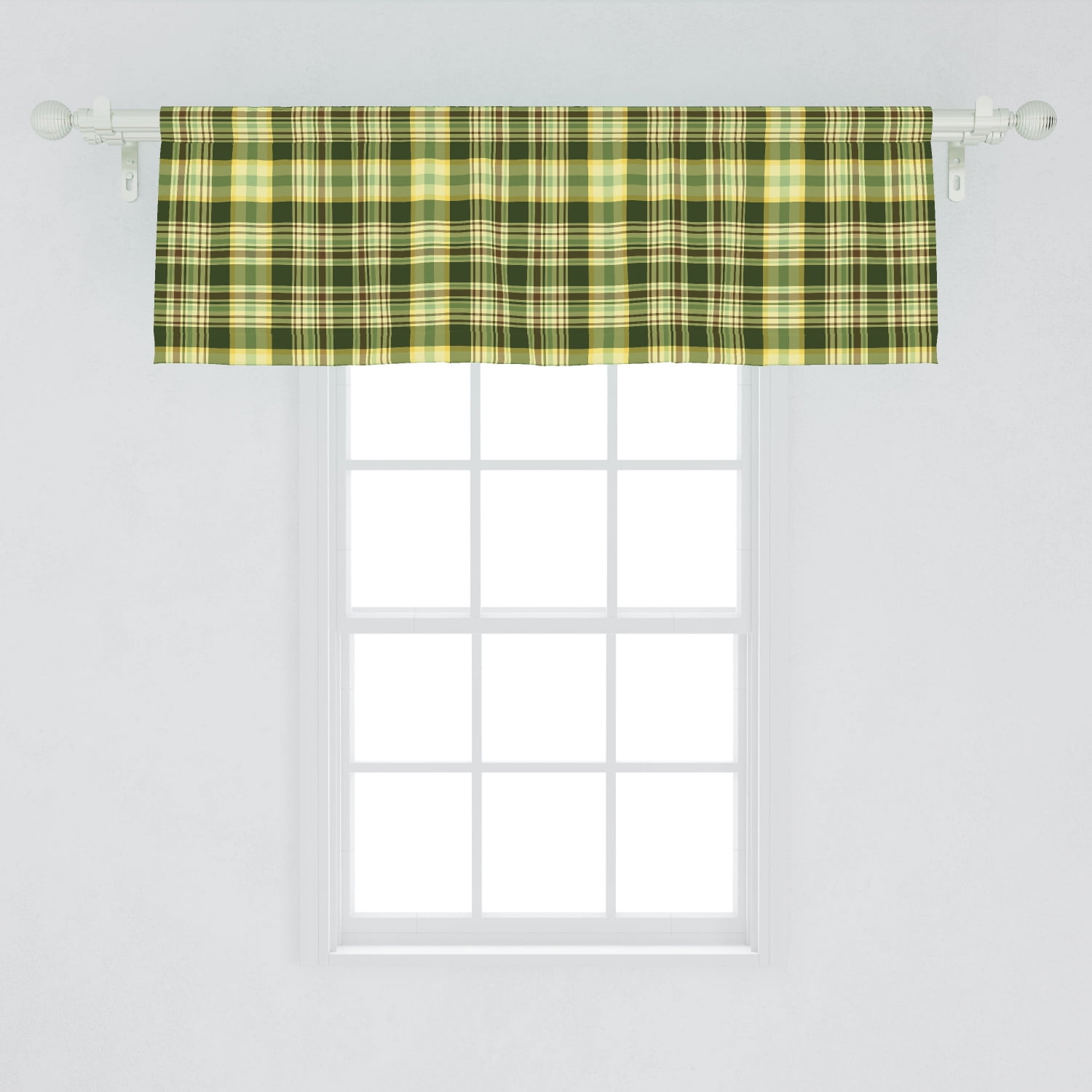Olive Green Window Valance, Quilt Pattern Traditional Scottish Design