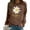 Brown, variant on KHONTS Women's Crewneck Daisy Print Long Sleeve Sweatshirts Loog Sleeve Casual Tops Loose Fit Pullover Shirts White XL