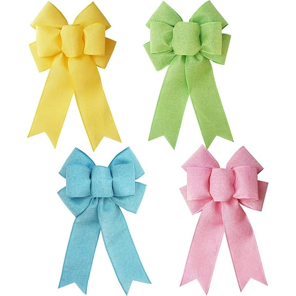 Easter Bow for Decoration, Pastel Gift Bows, Spring Rustic Bows for Wreaths, Lantern Bow, Easter Basket Bow, 4 Pcs 8 X 12 Inches