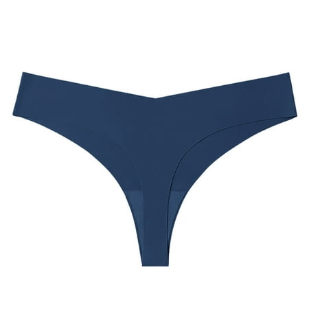 Icvfdpl Women S Panties Low Waisted Ice Silk Seamless T Shaped Large Soft Breathable Womens Underwear Briefs Blue L