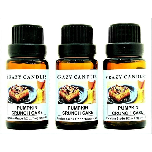 Crazy Candles Pumpkin Crunch Cake 3 Bottles 1/2 Fl Oz Each (15ml) Premium Grade Scented Fragrance Oil Made in USA