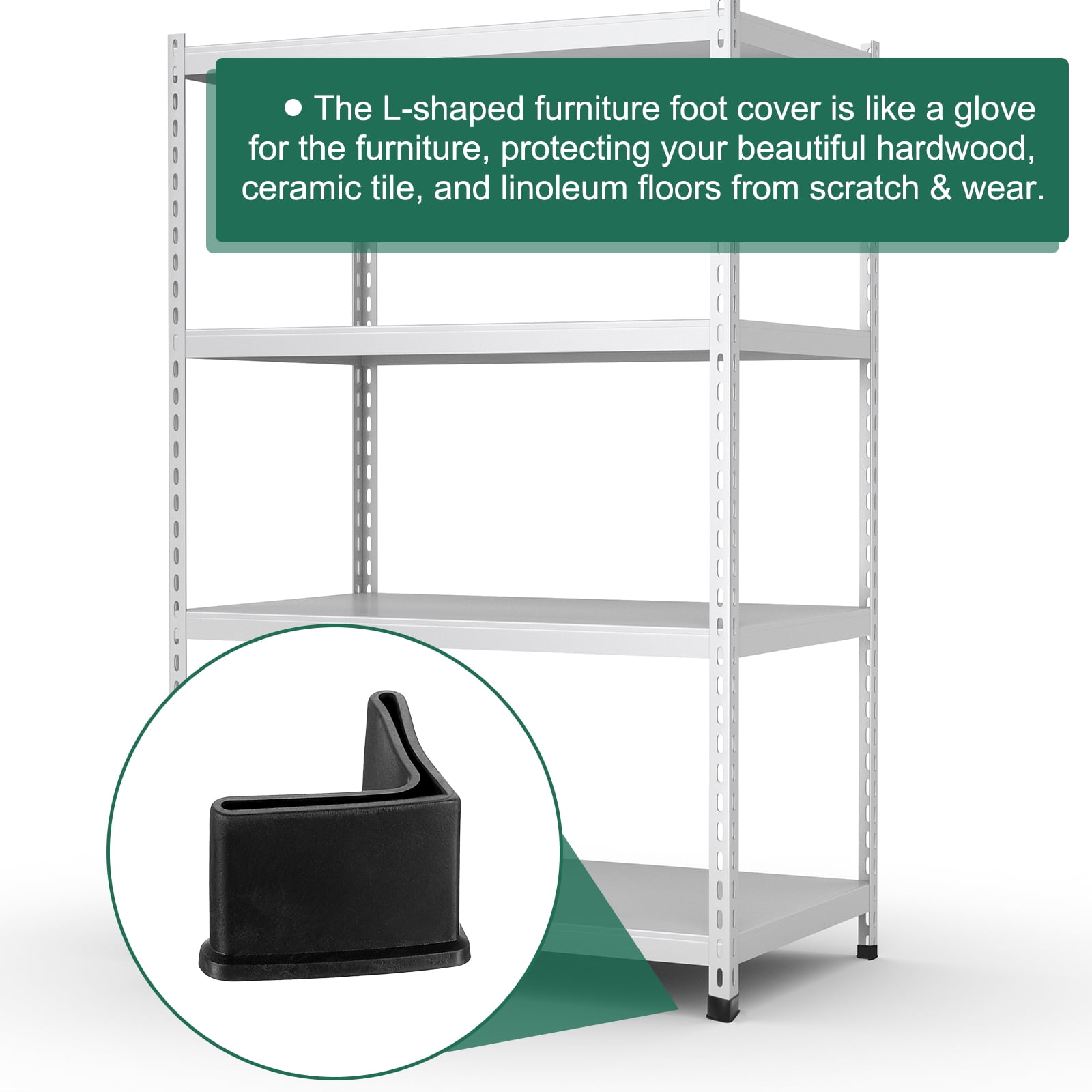 Unique Bargains L Shaped Furniture Angle Pads Floor Anti Slip Black 1" x 1"