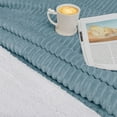 thumbnail image 2 of PAVILIA Reversible Sherpa Fleece Throw Blanket Slate Dusty Blue, Plush Flannel Throw, Ultra Soft Warm Ribbed Microfiber Blanket for Sofa Couch Bed, Luxury Thick Striped Blanket, Blue, 50x60, 2 of 7