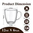 thumbnail image 2 of Yalumo Glass Coffee Mugs Set of 6, 12oz Clear Coffee Cups with Handle, Tea Cup Set for Hot/Cold Beverages, Glass Mugs for Tea, Latte, Cappuccino, Juice, Smoothies, 2 of 7