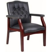 Nicer Furniture  Traditional Black Caressoft Vinyl Guest Chair Conference Room Side Chair, Black