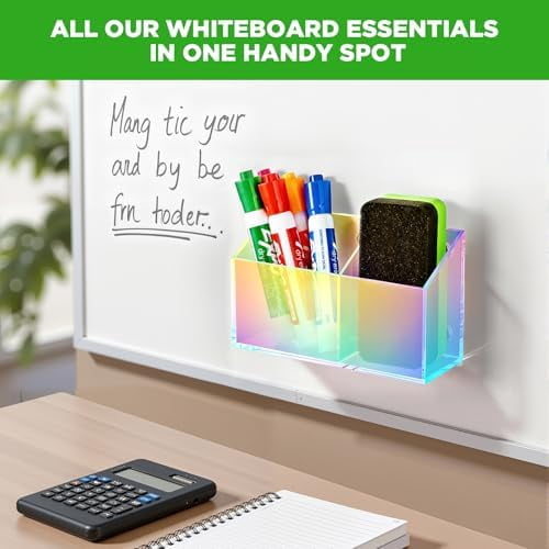 Magnetic Dry Erase Marker Holder for Whiteboard, Acrylic Magnet Pen Holder for Refrigerator Fridge,Marker Holder for Classroom Teacher,Pencil Cup,Office Accessories,Locker Organizer(Colorful)