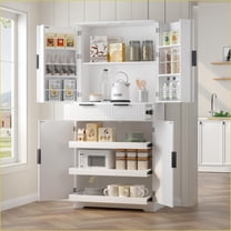 Kitchen Pantry Cabinet, 72” White Freestanding Storage with 3 Drawers & 6 Door Shelves | Adjustable | MDF