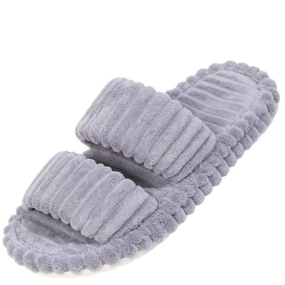 TFEOQRY Womens Open Toe Slide Slippers with Dual-Strap Corduroy Memory Foam Soft Comfy Home Shoes