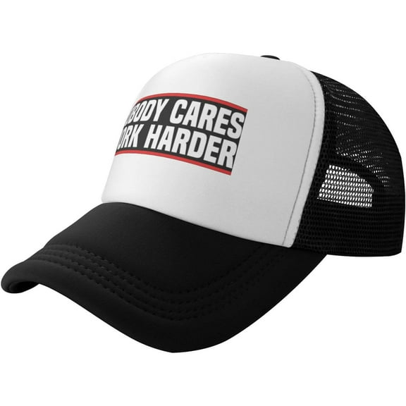 Nobody Cares Work Harder Motivational Workout Baseball Hats for Men Adjustable Gift for Women Trucker Cap Black