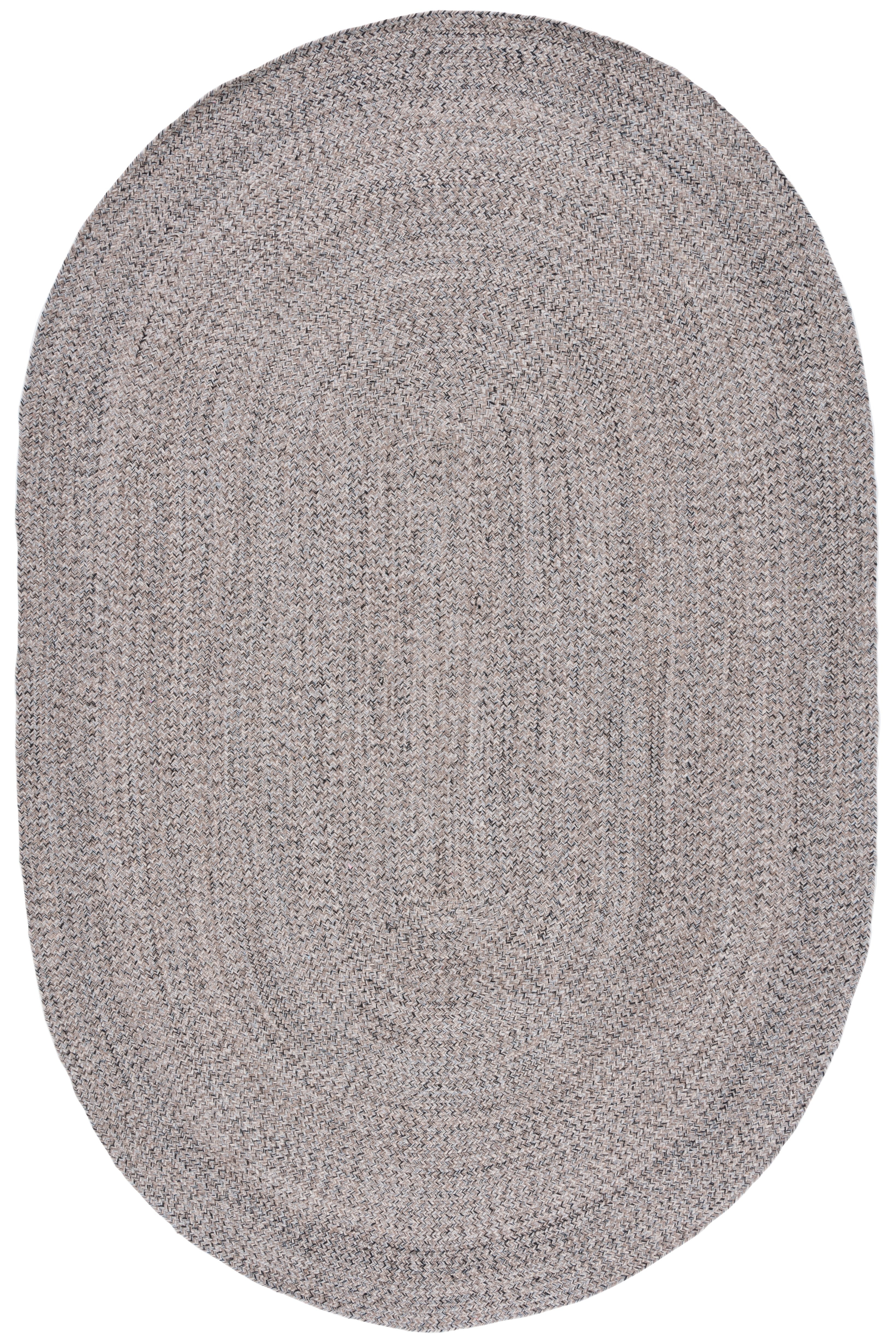 Safavieh Braided Rug Collection Country, Farmhouse, Rustic Braided Gray Geometric Area Rugs, 6' x 9' Oval, Reversible