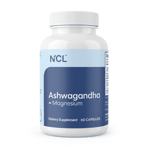 NCL KSM-66 Ashwagandha 800mg with Magnesium, L-Theanine & B6, 60 Vegetarian Capsules