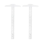 OUNONA 2pcs 30cm T-Square Double Side Scale Plastic Measuring Tool T Shape Ruler for Drafting and General Layout Work (inch, cm)