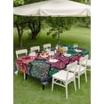 thumbnail image 3 of Outdoor Tablecloth with Umbrella Hole and Zipper, Colorful Abstract Floral Rectangle Table Cloth 52x70 Inch Waterproof Tablecloth, Farmhouse Vintage Flowers Boho Picnic Table Cover for Patio Camping, 3 of 7