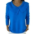 thumbnail image 5 of Lumtrix Cozy Sweaters For Women 2026 Knitted Casual Loose Pullover Fashion Shawl Collar Long Sleeve Fall Spring Clothes Trendy Tops Royal Blue 2XL, 5 of 5