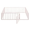 thumbnail image 4 of CoSoTower Full Size Metal Floor Bed Frame with Fence and Door, Pink, 4 of 9
