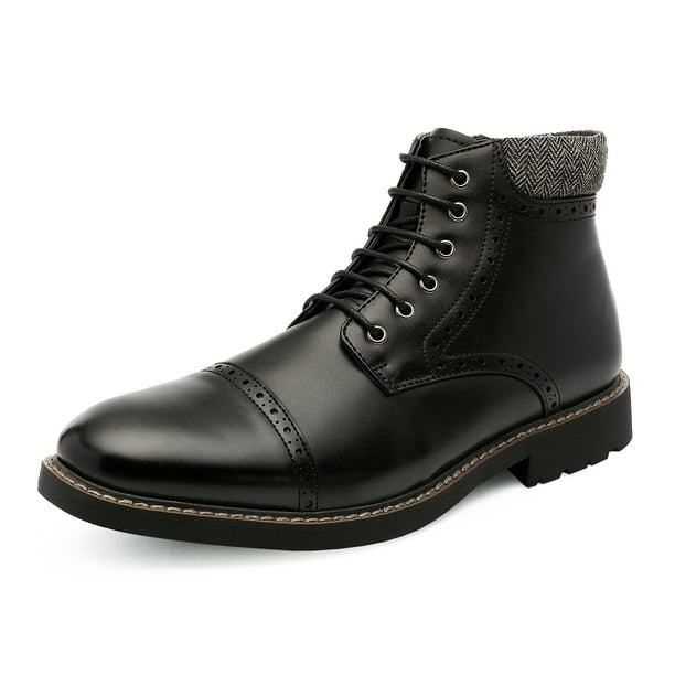 Bruno Marc Men's Classic Motorcycle Combat Boots Dress Ankle Boots Cap